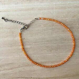 🎁3/$15 Carnelian Beaded Bracelet 2mm Silver